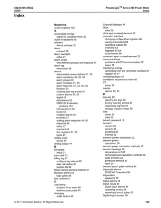 © 2011 Schneider Electric. All Rights Reserved.
PowerLogicTM
Series 800 Power Meter 63230-500-225A2
Chapter 9—Disturbance Monitoring (PM870) 3/2011
68
 