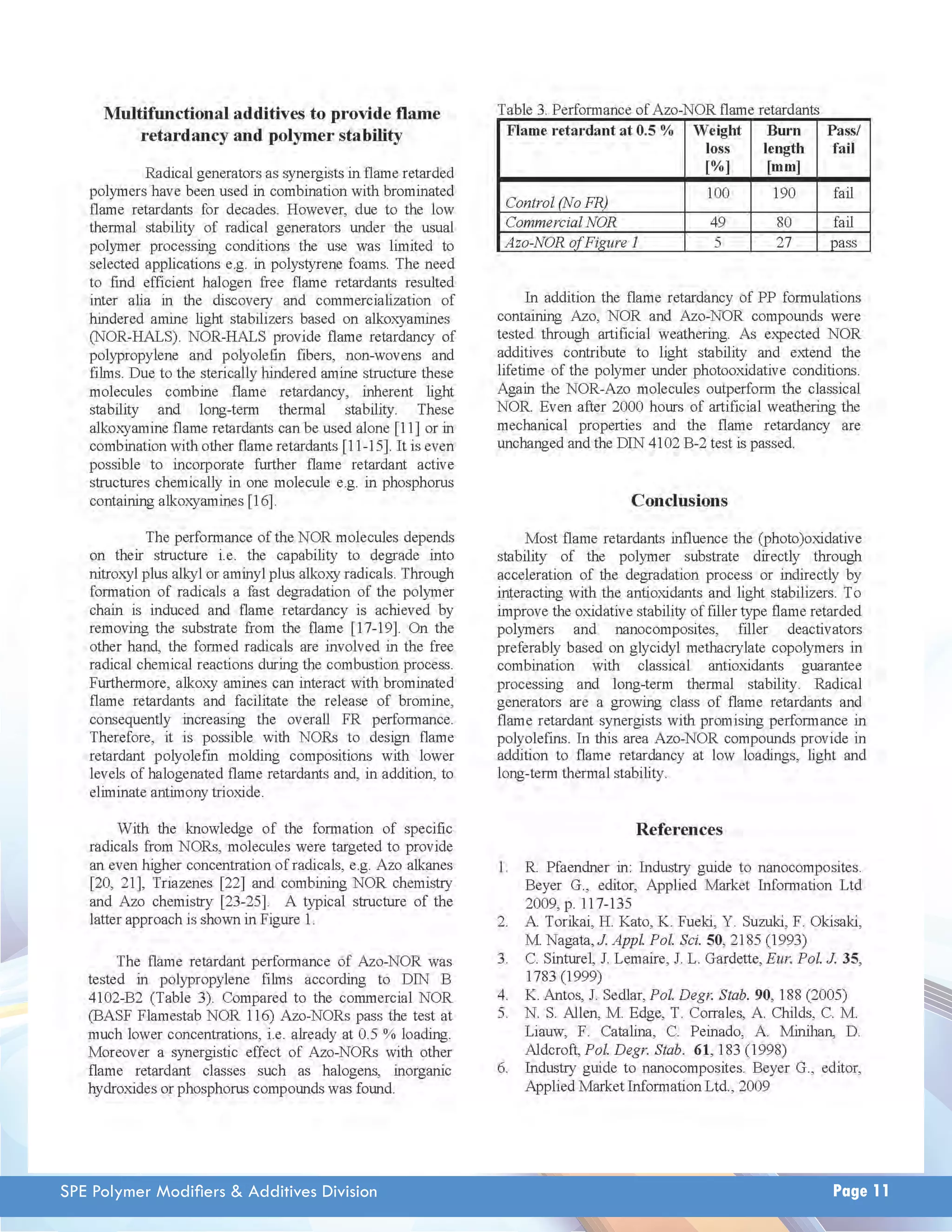 SPE Polymer Modifi ers & Additives Division Page 11 
 