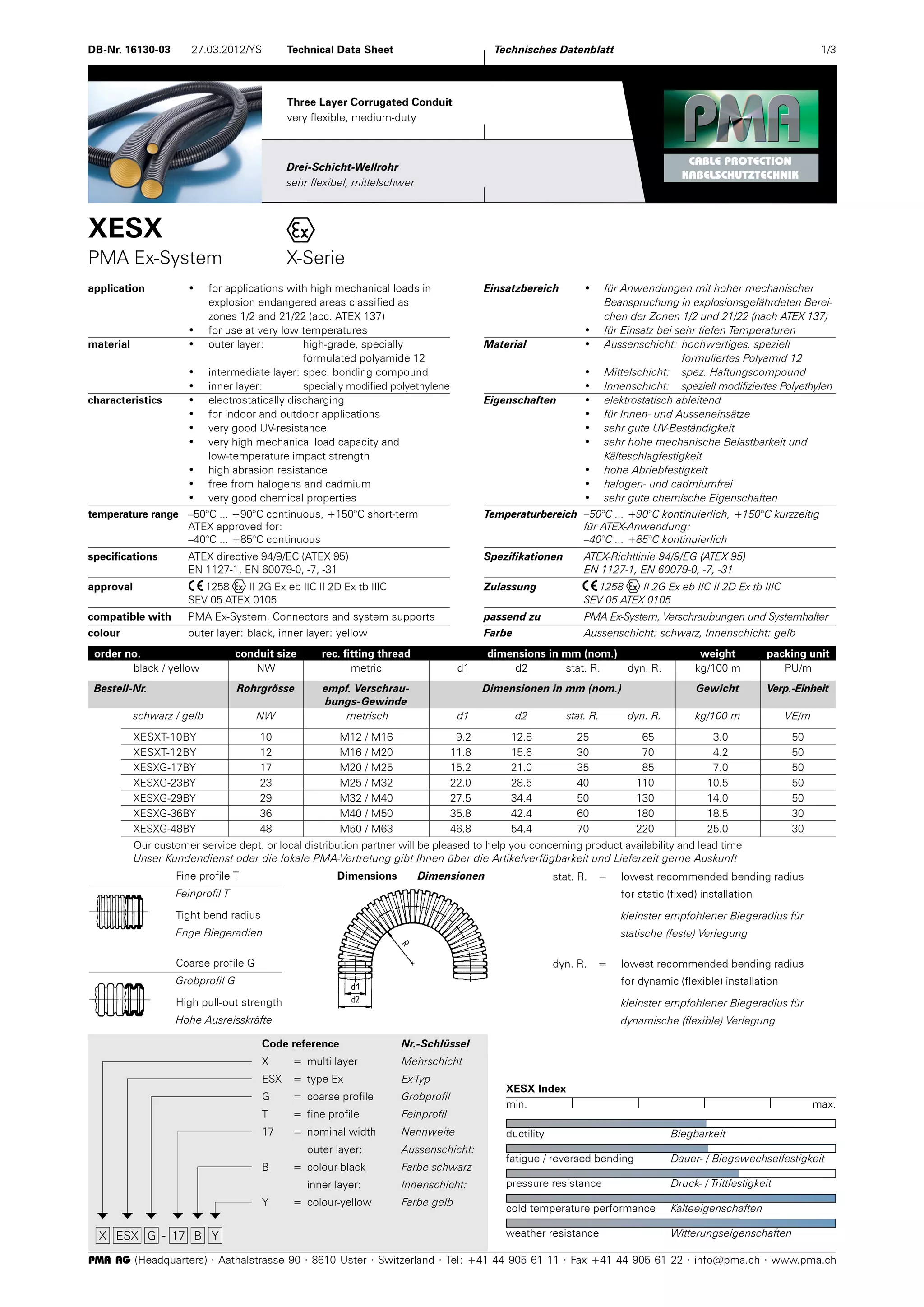 PMA Ex System XESX Three Layer Corrugated Cable Conduit ATEX