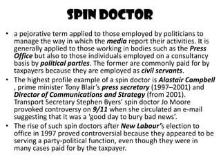 Spin Doctor Examples Pm and cabinet key concepts | PPTX