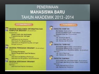PENERIMAAN
    MAHASISWA BARU
TAHUN AKADEMIK 2013 -2014
 