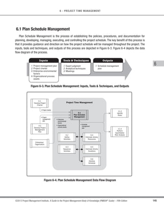 123
©2013 Project Management Institute. A Guide to the Project Management Body of Knowledge (PMBOK®
Guide) – Fifth Edition
5 - PROJECT SCOPE MANAGEMENT
5
5.3.2.3 Alternatives Generation
Alternatives generation is a technique used to develop as many potential options as possible in order to identify
different approaches to execute and perform the work of the project. A variety of general management techniques
can be used, such as brainstorming, lateral thinking, analysis of alternatives, etc.
5.3.2.4 Facilitated Workshops
Described in Section 5.2.2.3. The participation of key players with a variety of expectations and/or fields of
expertise in these intensive working sessions helps to reach a cross-functional and common understanding of the
project objectives and its limits.
5.3.3 Define Scope: Outputs
5.3.3.1 Project Scope Statement
The project scope statement is the description of the project scope, major deliverables, assumptions, and
constraints. The project scope statement documents the entire scope, including project and product scope. It
describes, in detail, the project’s deliverables and the work required to create those deliverables. It also provides a
common understanding of the project scope among project stakeholders. It may contain explicit scope exclusions
that can assist in managing stakeholder expectations.It enables the project team to perform more detailed planning,
guides the project team’s work during execution, and provides the baseline for evaluating whether requests for
changes or additional work are contained within or outside the project’s boundaries.
The degree and level of detail to which the project scope statement defines the work that will be performed
and the work that is excluded can help determine how well the project management team can control the overall
project scope. The detailed project scope statement, either directly, or by reference to other documents, includes
the following:
t Product scope description. Progressively elaborates the characteristics of the product, service, or result
described in the project charter and requirements documentation.
t Acceptance criteria. A set of conditions that is required to be met before deliverables are accepted.
t Deliverable. Any unique and verifiable product, result, or capability to perform a service that is required
to be produced to complete a process, phase, or project. Deliverables also include ancillary results, such
as project management reports and documentation. These deliverables may be described at a summary
level or in great detail.
 