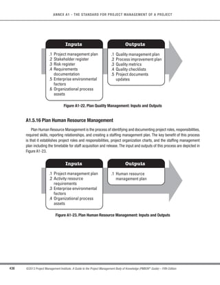 306 ©2013 Project Management Institute. A Guide to the Project Management Body of Knowledge (PMBOK®
Guide) – Fifth Edition
10 - PROJECT COMMUNICATIONS MANAGEMENT
10.3.1.5 Organizational Process Assets
Described in Section 2.1.4. The organizational process assets that may influence the Control Communications
process include, but are not limited to:
s Report templates;
s Policies, standards, and procedures that define communications;
s Specific communication technologies available;
s Allowed communication media;
s Record retention policies; and
s Security requirements.
10.3.2 Control Communications: Tools and Techniques
10.3.2.1 Information Management Systems
An information management system provides a set of standard tools for the project manager to capture, store,
and distribute information to stakeholders about the project’s costs, schedule progress, and performance. Some
software packages allow the project manager to consolidate reports from several systems and facilitate report
distribution to the project stakeholders. Examples of distribution formats may include table reporting, spreadsheet
analysis,and presentations.Graphic capabilities can be used to create visual representations of project performance
information.
10.3.2.2 Expert Judgment
Expert judgment is often relied upon by the project team to assess the impact of the project communications,
need for action or intervention,actions that should be taken,responsibility for taking such actions,and the timeframe
for taking action. Expert judgment may need to be applied to technical and/or management details and may be
provided by any group or individual with specialized knowledge or training, such as:
 