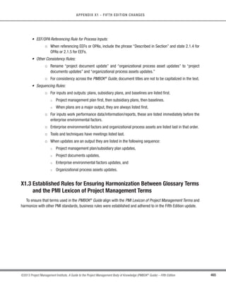 328 ©2013 Project Management Institute. A Guide to the Project Management Body of Knowledge (PMBOK®
Guide) – Fifth Edition
11 - PROJECT RISK MANAGEMENT
11.3 Perform Qualitative Risk Analysis
Perform Qualitative Risk Analysis is the process of prioritizing risks for further analysis or action by assessing
and combining their probability of occurrence and impact. The key benefit of this process is that it enables project
managers to reduce the level of uncertainty and to focus on high-priority risks. The inputs, tools and techniques,
and outputs of this process are depicted in Figure 11-8. Figure 11-9 depicts the data flow diagram of the process.
Inputs Tools  Techniques Outputs
.1 Risk management plan
.2 Scope baseline
.3 Risk register
.4 Enterprise environmental
factors
.5 Organizational process
assets
.1 Risk probability and
impact assessment
.2 Probability and impact
matrix
.3 Risk data quality
assessment
.4 Risk categorization
.5 Risk urgency assessment
.6 Expert judgment
.1 Project documents
updates
Figure 11-8. Perform Qualitative Risk Analysis: Inputs, Tools  Techniques, and Outputs
Project Risk Management
11.3
Perform
Qualitative
Risk Analysis
11.1
Plan Risk
Management
11.2
Identify
Risks
P	
	
 

R

R

 

 
  