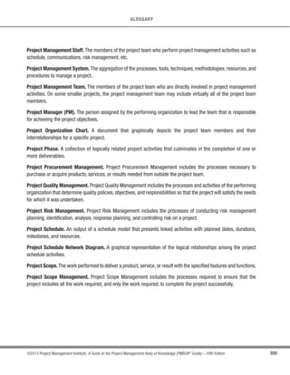 393
©2013 Project Management Institute. A Guide to the Project Management Body of Knowledge (PMBOK®
Guide) – Fifth Edition
13 - PROJECT STAKEHOLDER MANAGEMENT
13
13.1 Identify Stakeholders
Identify Stakeholders is the process of identifying the people, groups, or organizations that could impact or
be impacted by a decision, activity, or outcome of the project, analyzing and documenting relevant information
regarding their interests, involvement, interdependencies, influence, and potential impact on project success. The
key benefit of this process is that it allows the project manager to identify the appropriate focus for each stakeholder
or group of stakeholders. The inputs, tools and techniques, and outputs of this process are depicted in Figure 13-2.
Figure 13-3 depicts the data flow diagram of the process.
Inputs Tools  Techniques Outputs
.1 Project charter
.2 Procurement documents
.3 Enterprise environmental
factors
.4 Organizational process
assets
.1 Stakeholder analysis
.2 Expert judgment
.3 Meetings
.1 Stakeholder register
Figure 13-2. Identify Stakeholders: Inputs, Tools  Techniques, and Outputs
Project Stakeholder Management
13.1
Identify
Stakeholders
13.2
Plan
Stakeholder
Management
Procurement
 ocuments
P	 