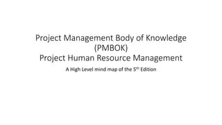 Project Management Body of Knowledge
(PMBOK)
Project Human Resource Management
A High Level mind map of the 5th Edition
 