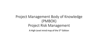 Project Management Body of Knowledge
(PMBOK)
Project Risk Management
A High Level mind map of the 5th Edition
 