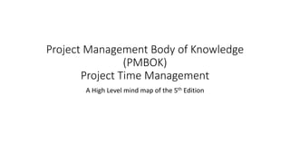 Project Management Body of Knowledge
(PMBOK)
Project Time Management
A High Level mind map of the 5th Edition
 