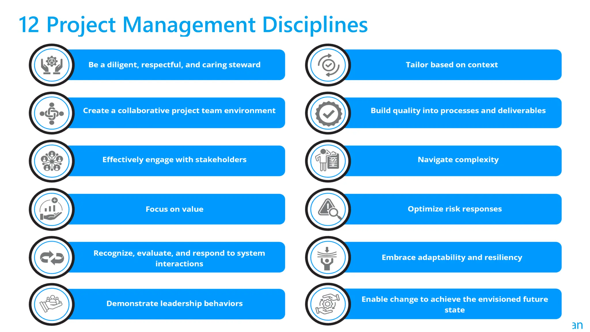 12 Project Management Disciplines
 