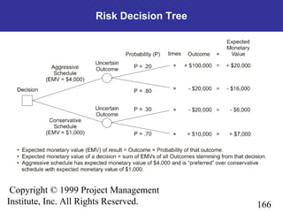 166
Copyright © 1999 Project Management
Institute, Inc. All Rights Reserved.
Risk Decision Tree
 
