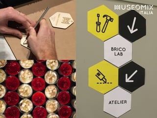 cibo, giochi, badge e segnaletica
 