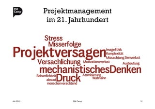 Projektmanagement
im 21. Jahrhundert
Juli 2013
 PM Camp
 12
 