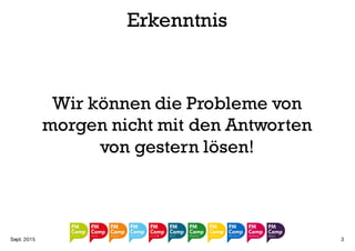 Leitbild
Jan. 2016 3
PM Camps sind Gastgeber
für gute Gespräche.
PM Camps bringen Menschen auf
Augenhöhe zusammen,um von- und
miteinander zu lernen und gemeinsam die
Zukunft im Projektmanagement zu
gestalten.
 