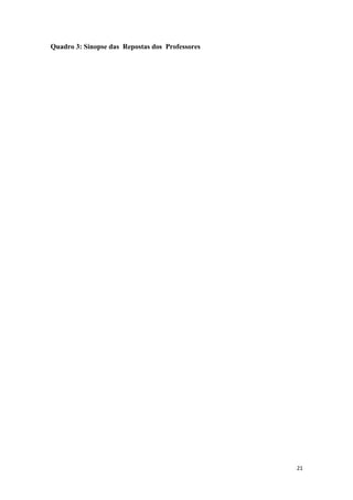 Quadro 3: Sinopse das Repostas dos Professores
21
 