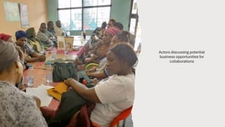 Actors discussing potential
business opportunities for
collaborations
 