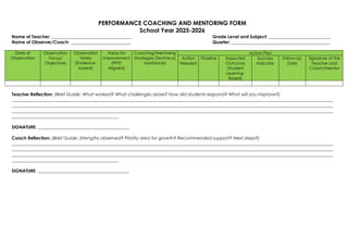 Self Performance Review Examples Pdf Effective Performance Coaching and Mentoring for Educators in 2025-2026 ...