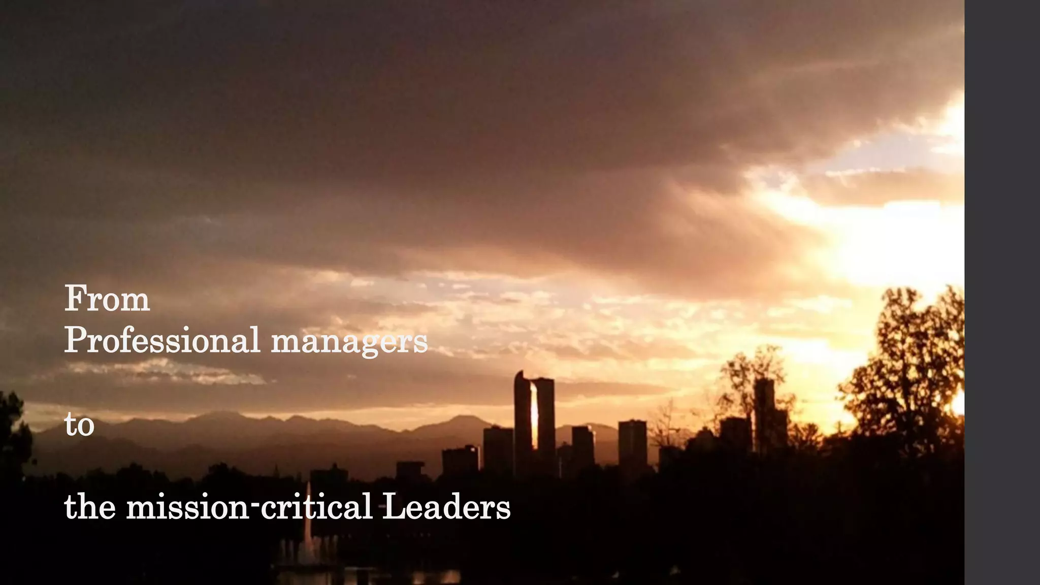 From
Professional managers
to
the mission-critical Leaders
 