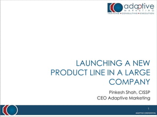 Launching a new product line in a large company Pinkesh Shah, CISSP CEO Adaptive Marketing 1 