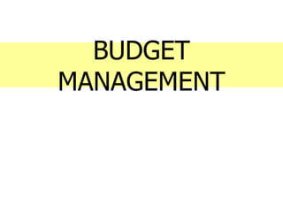 BUDGET
MANAGEMENT
 