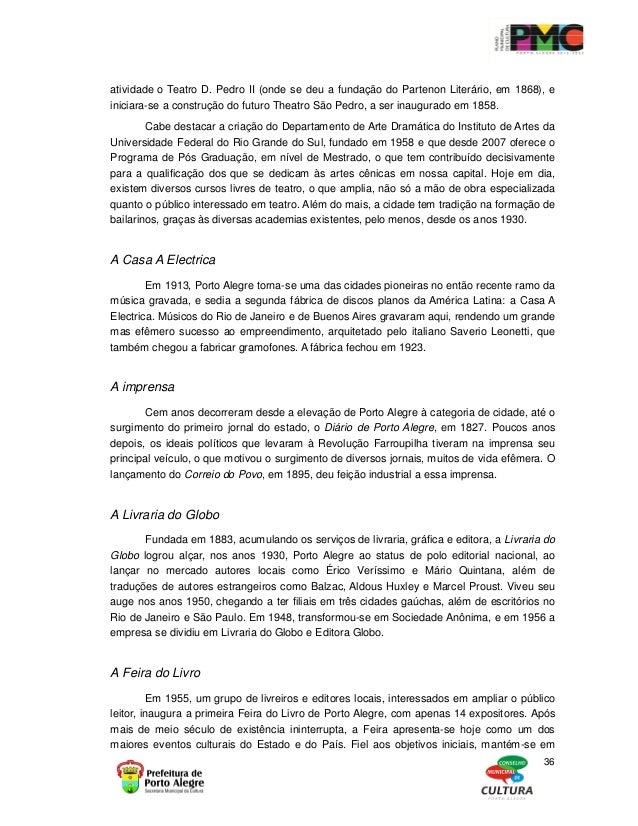 Plano Municipal De Cultura De Porto Alegre Plano Municipal De Cultura De Porto Alegre