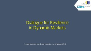 Dialogue for Resilience
in Dynamic Markets
Private Markets for Climate Resilience, February 2017
 