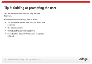 Pmc tips and tricks for usability testing | PDF