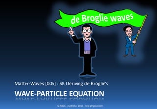 © ABCC Australia 2015 new-physics.com
WAVE-PARTICLE EQUATION
Matter-Waves [005] : SK Deriving de Broglie’s
 