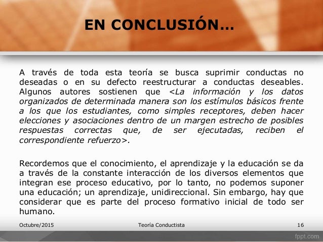 Conclusion de la teoria conductista