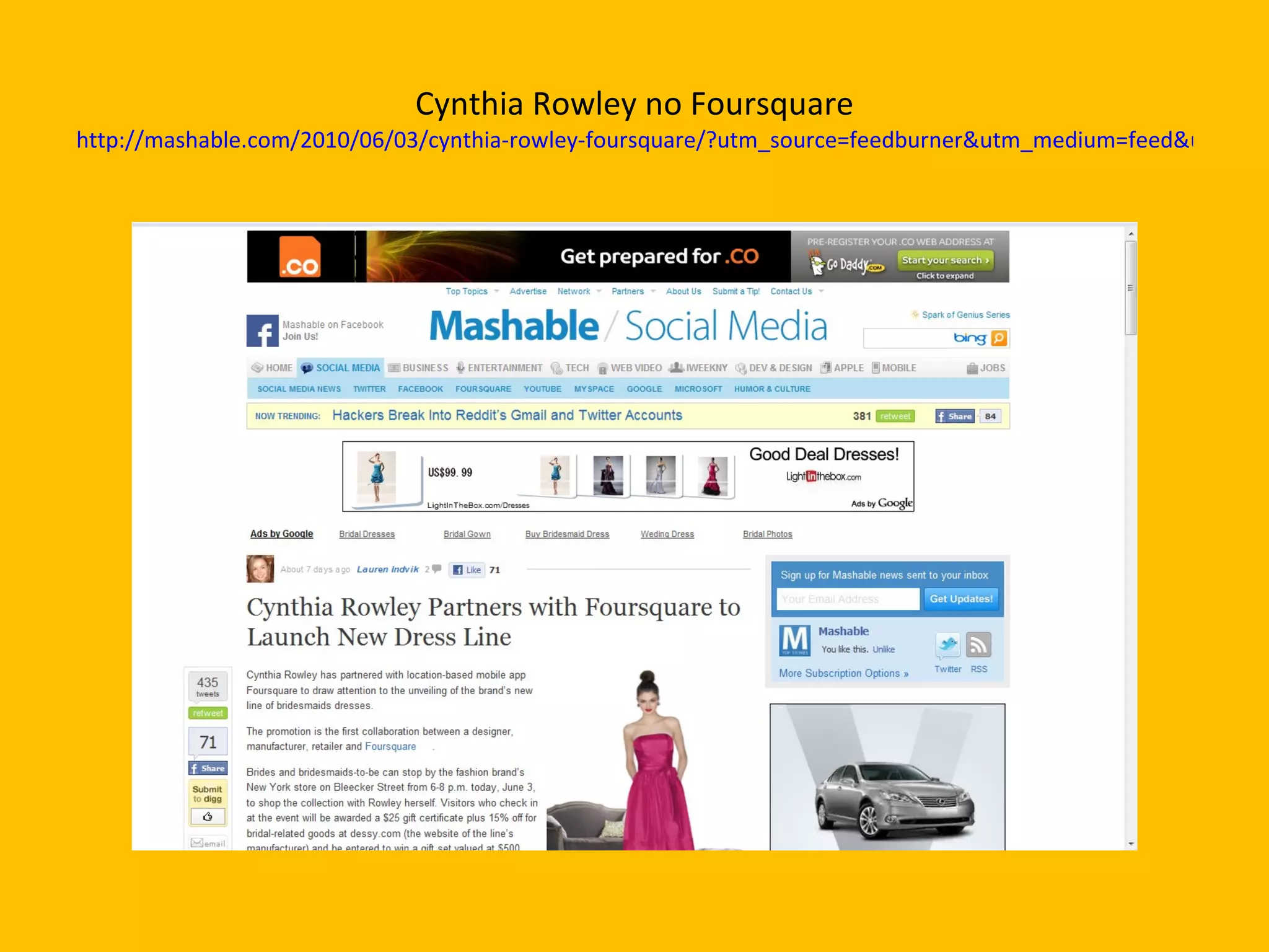 Cynthia Rowley no Foursquare http://mashable.com/2010/06/03/cynthia-rowley-foursquare/?utm_source=feedburner&utm_medium=feed&utm_campaign=Feed%3A+Mashable+%28Mashable%29&utm_content=Netvibes 