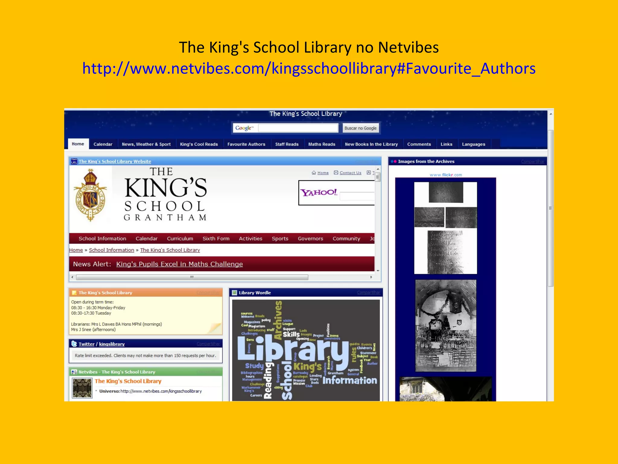 The King's School Library no Netvibes http://www.netvibes.com/kingsschoollibrary#Favourite_Authors 