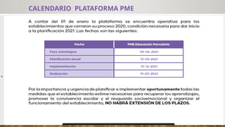 CALENDARIO PLATAFORMA PME
 