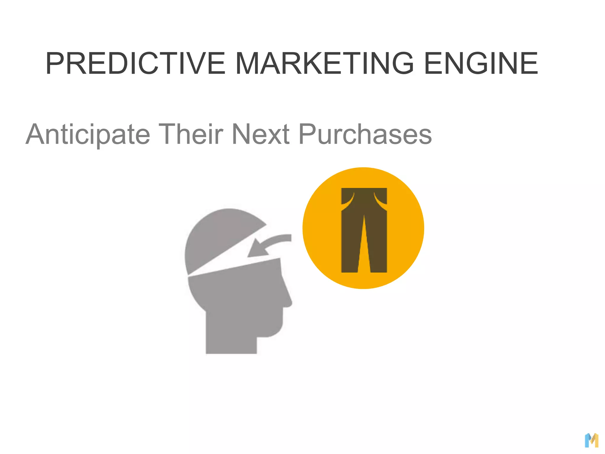 Anticipate Their Next Purchases
PREDICTIVE MARKETING ENGINE
 