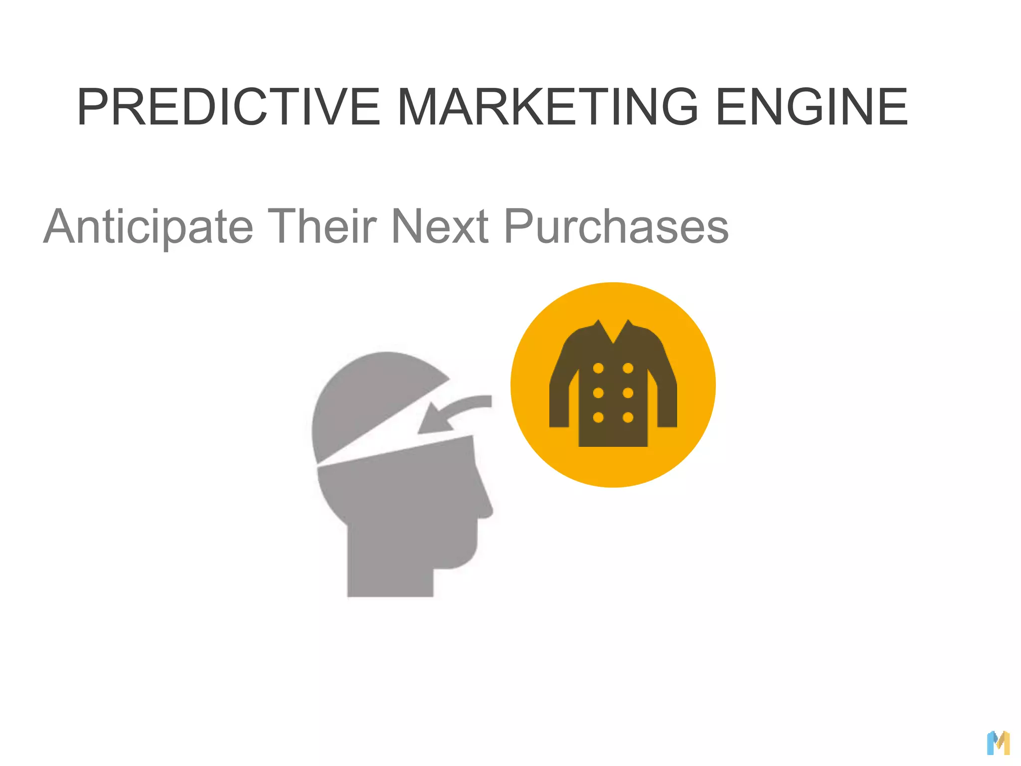 Anticipate Their Next Purchases
PREDICTIVE MARKETING ENGINE
 