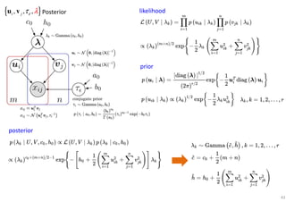 43
{ }, , ,i j ε λτu v likelihood
prior
posterior
Posterior
 
