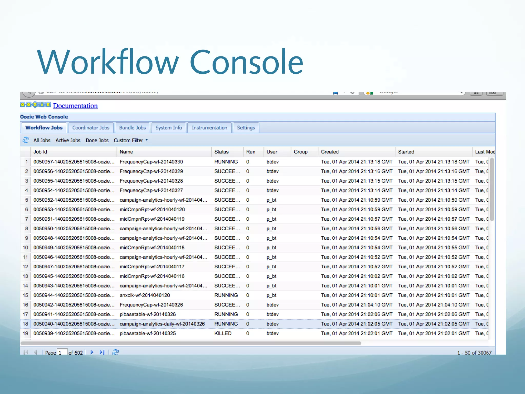 Workflow Console
 