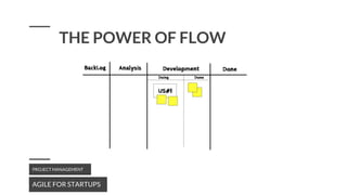 AGILE FOR STARTUPS
PROJECT MANAGEMENT
THE POWER OF FLOW
 