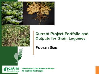 Current Project Portfolio and
Outputs for Grain Legumes
Pooran Gaur
 