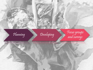 Planning Developing
Focus groups
and surveys
 