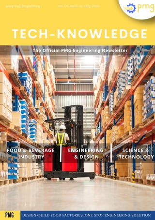 DESIGN+BUILD FOOD FACTORIES. ONE STOP ENGINEERING SOLUTION
TECH-KNOWLEDGE
FOOD & BEVERAGE
INDUSTRY
ENGINEERING
& DESIGN
SCIENCE &
TECHNOLOGY
Vol .03-Issue .18-May 2024
www.pmg.engineering
A
The Official PMG Engineering Newsletter
PMG
 