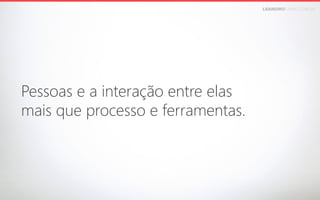 LEANDROFARIA.COM.BR

Pessoas e a interação entre elas 
mais que processo e ferramentas.

 