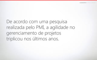 LEANDROFARIA.COM.BR

De acordo com uma pesquisa
realizada pelo PMI, a agilidade no
gerenciamento de projetos
triplicou nos últimos anos.

 