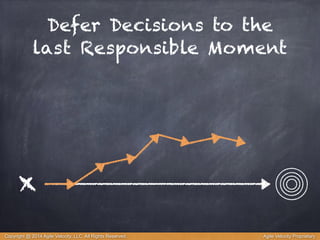 Defer Decisions to the 
last Responsible Moment 
x 
Copyright @ 2014 Agile Velocity, LLC All Rights Reserved. Agile Velocity Proprietary 
 