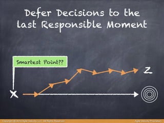 Defer Decisions to the 
last Responsible Moment 
Smartest Point?? 
x 
z 
Copyright @ 2014 Agile Velocity, LLC All Rights Reserved. Agile Velocity Proprietary 
 