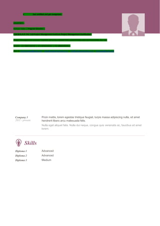 Get certified and get recognized.
COURTSEY:-
Vishvas Yadav | Program Director |
C.M.M.A.A.O .Pvt .Ltd.Project Management Institute Project Management Certification
Project Management Institute~CODOCA MTVCOLA MARKETING ADVERTISING AND OUTSOURCING Pvt. Ltd.
Mobile: +91-8884782639 | +91-9036236527 | +91-8884640956 |
Mail id: pmicmmaao@gmail.com | sales@codocamtvcola.co.in | info@codocamtvcola.co.in | cmmaao@gmail.com
Company 3
2011 - present
Proin mattis, lorem egestas tristique feugiat, turpis massa adipiscing nulla, sit amet
hendrerit libero arcu malesuada felis.
Nulla eget aliquet felis. Nulla dui neque, congue quis venenatis ac, faucibus sit amet
lorem.
Skills
Diploma 1
Diploma 2
Diploma 3
Advanced
Advanced
Medium
 