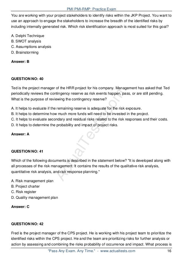 PMI-RMP Testking