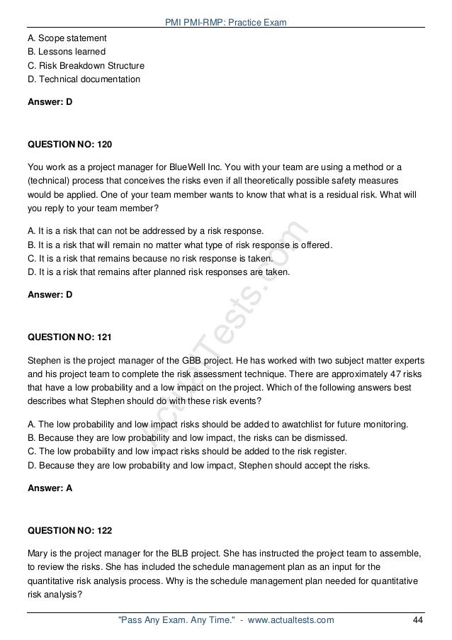 PMI-RMP Simulationsfragen