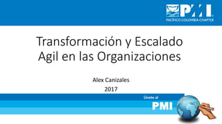Únete al
PMI
Transformación y Escalado
Agil en las Organizaciones
Alex Canizales
2017
 