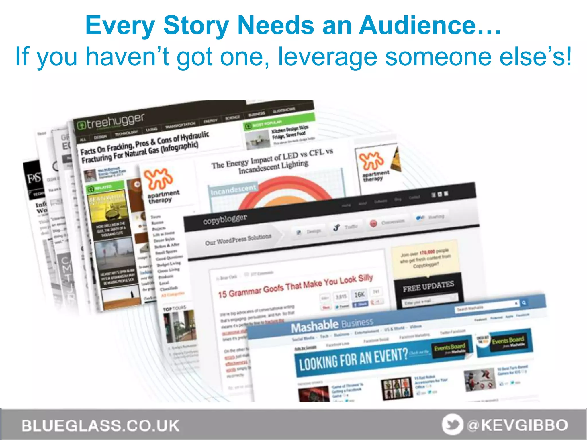 Every Story Needs an Audience…
If you haven’t got one, leverage someone else’s!
 