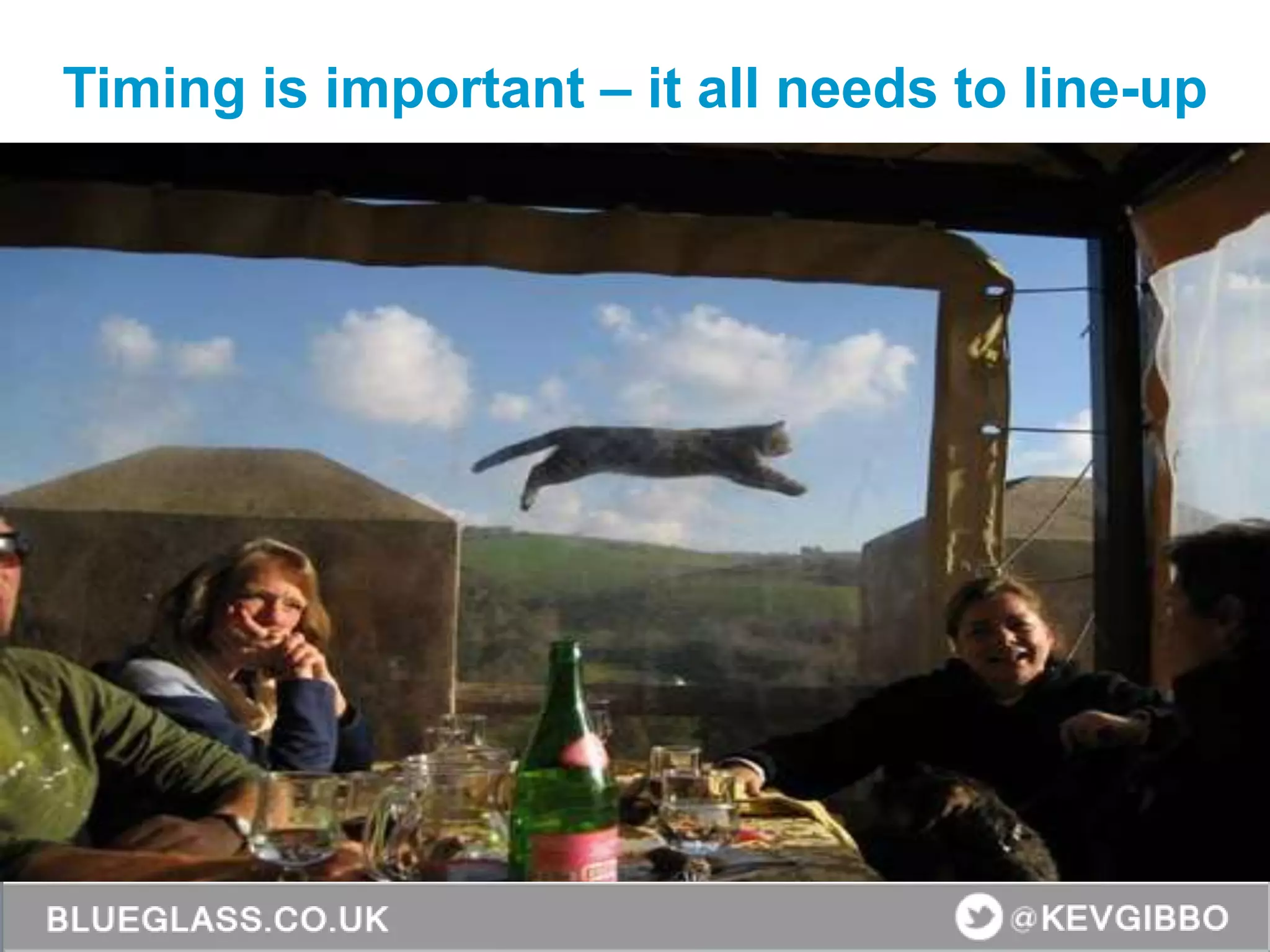 Timing is important – it all needs to line-up
 