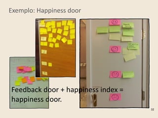 Exemplo:	
  Happiness	
  door
Feedback	
  door	
  +	
  happiness	
  index	
  =	
  
happiness	
  door.
32
 